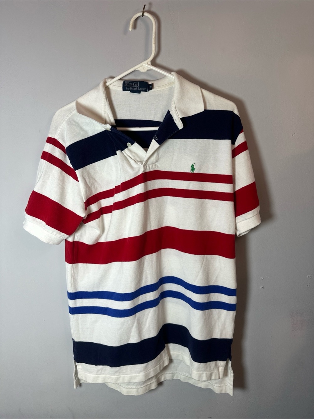 Vtg Ralph Lauren Polo Stripe Shirt 90s Color Block Rugby Bear M P Wing Stadium
